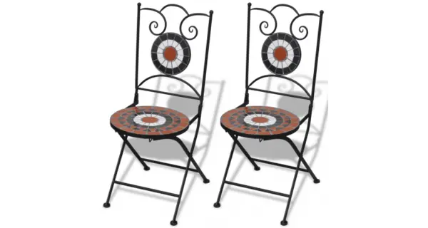 Set de 2 scaune din mozaic, culoare teracota si alb
