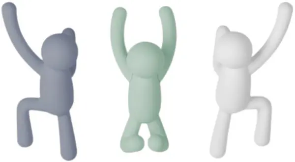Set de 3 agățători Umbra - Buddy, 7 x 17 x 8 cm, albastru, verde și alb