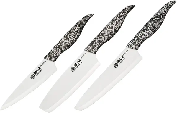 Set de 3 cuțite Samura - Inca, mâner negru și alb