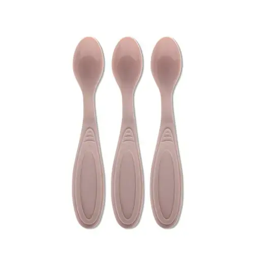Set de 3 lingurite Lorelli My Friend, margine rotunjita, 6 luni+, Roz