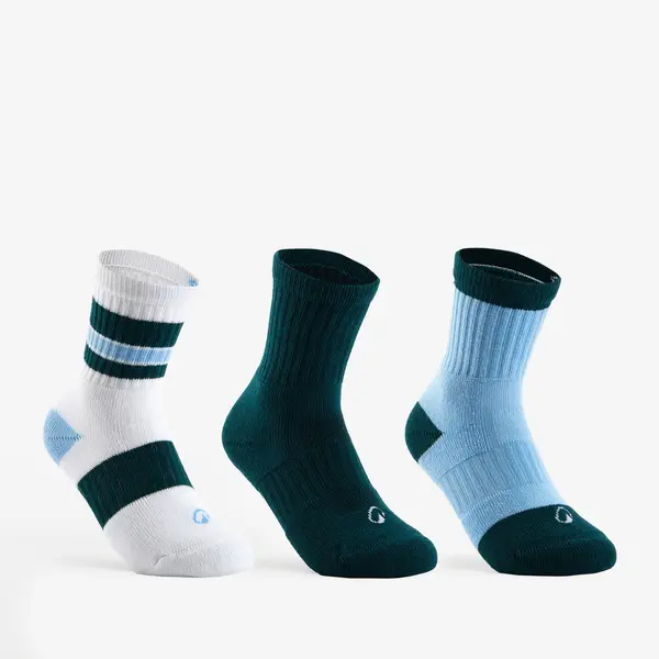 SET DE 3 PERECHI ȘOSETE SPORT LUNGI RS 500 ALB ALBASTRU COPII