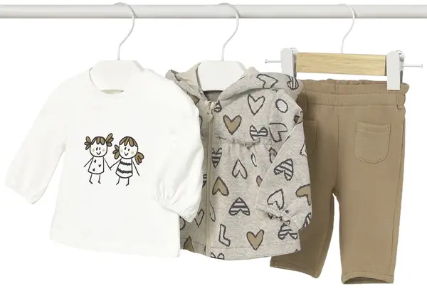 Set de 3 piese Mayoral - Bluză, vestă și pantaloni, maro, 1-2 m