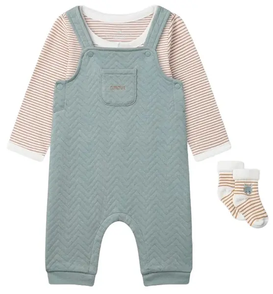 Set de 3 piese Sergent Major - Salopetă, body și șosete, 3 luni
