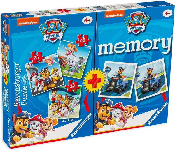 Set de 3 puzzle-uri si joc de memorie Ravensburger - Patrol Pes