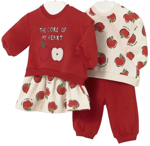 Set de 4 piese Mayoral - Pulovere, fustă și pantaloni, culoarea vișiniei, 6-9 luni