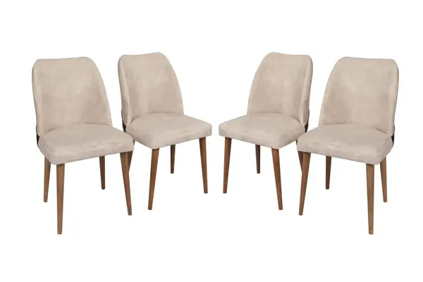 Set de 4 scaune Nova, Crem- Nuc