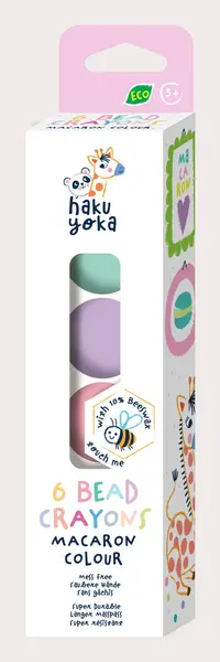 Set de 6 creioane cerate in forma de margele, Haku Yoka - culori Macarons