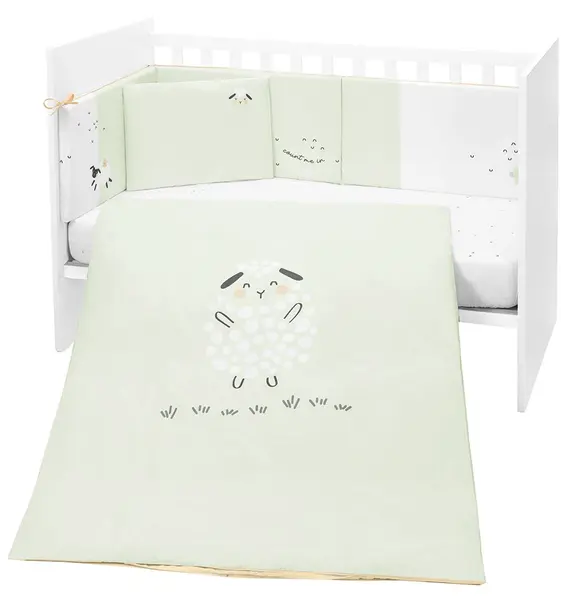 Set de 6 piese de lenjerie de pat pentru copii KikkaBoo - Sleepy Sheep, 60 х 120 cm