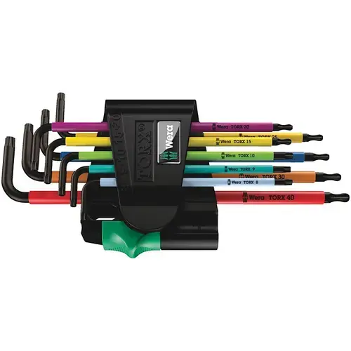 Set de 9 chei imbus cu gaura, profil torx, multicolor, T8-T40, Wera 967/9 TS
