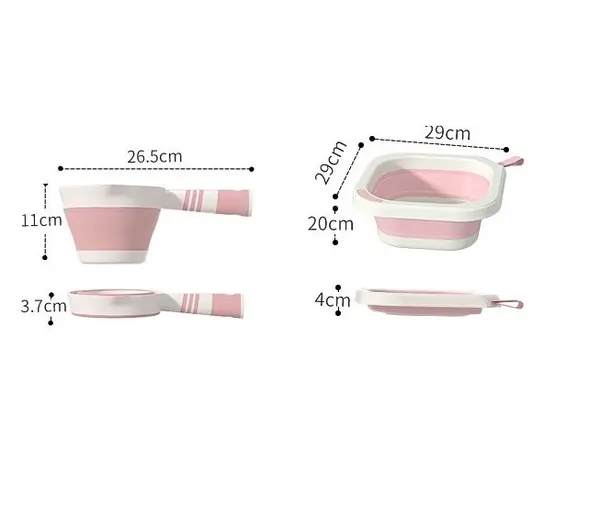 Set de baita 5 in 1 Premium pentru bebelusi Little Mom Comfort Care pink, Cadita pliabila cu termometru integrat, Hamac moale ergonomic si accesorii de imbaiere incluse