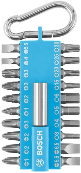 Set de biți cu carabinier Bosch - 21 piese, albastru deschis