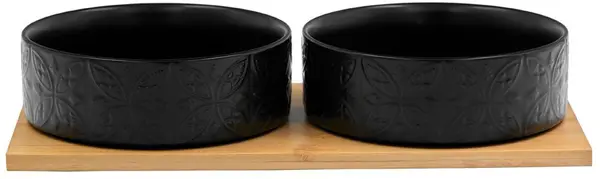 Set de boluri Maison - Fleurs, 2 buc., cu bază de bambus, negre