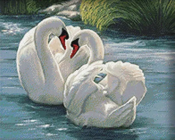 Set de broderie cu diamante Collection D’Art - Lebedele, 38 x 48 cm
