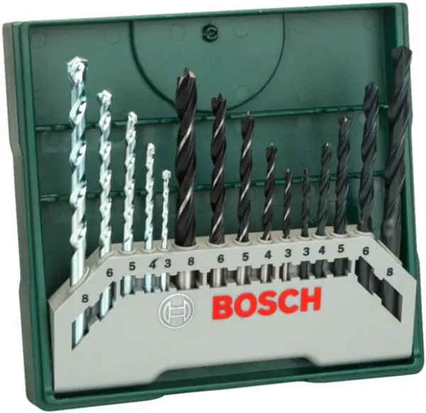 Set de burghie Bosch - Mini X-Line, 15 piese
