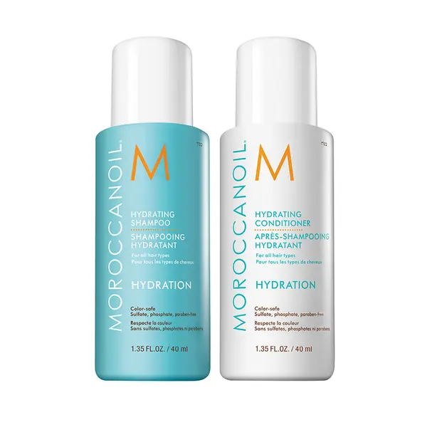 Set de calatorie pentru hidratarea parului Moroccanoil Hydration - sampon si balsam 2 x 40 ml