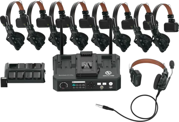 Set de casti cu o singura casca si microfon, Hollyland Solidcom C1 Pro Wireless Intercom System with 8 ENC headsets with Hub St