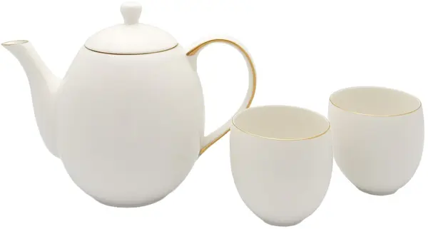 Set de ceai din portelan Bredemeijer - Canterbury, 1.2 L, 3 piese, alb