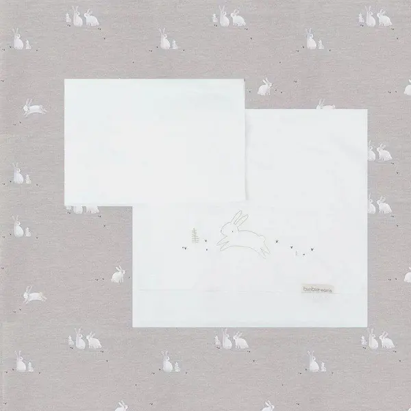 Set de cearșafuri pentru cărucior Bimbidreams - Bunny, 3 piese, 40 x 80 cm, Grey