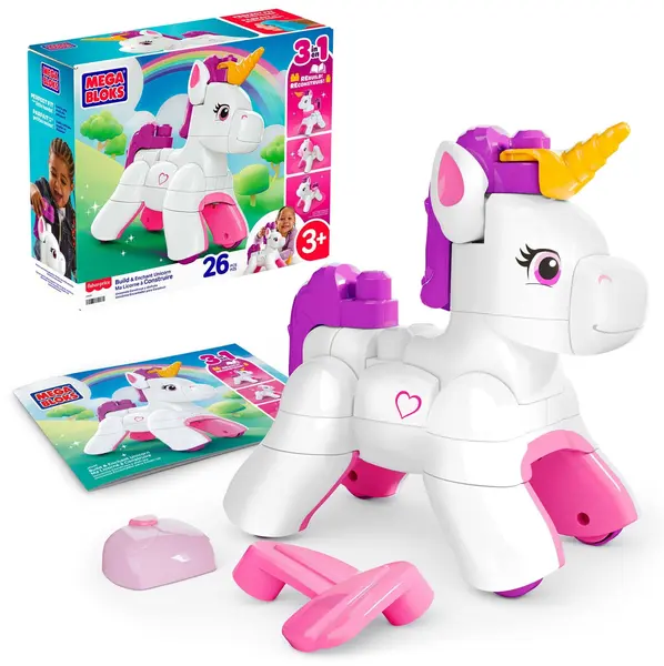 Set de construcție 3 în 1 Mega Bloks – Build & Enchant Unicorn, 26 de piese