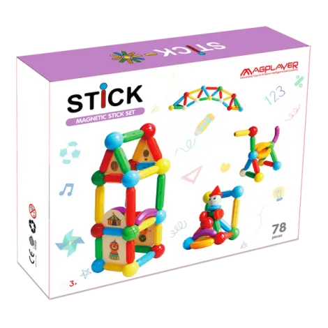 Set de constructie magnetic - stick (78 piese)