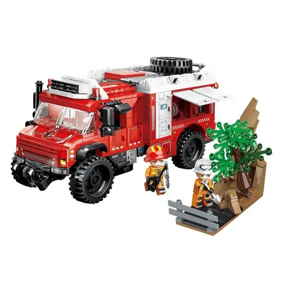 Set de constructie Qman Masina de Pompieri 656 piese