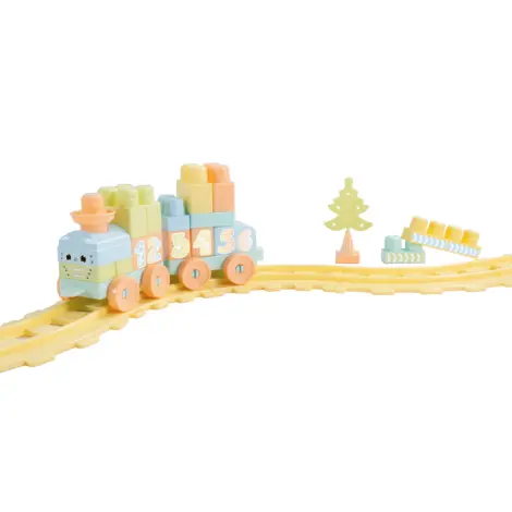 Set de constructii cu trenulet - 36 piese (pastel)