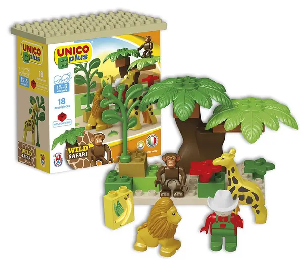 Set de constructii Unico Plus - SAfari, 18 piese