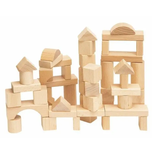 Set de construit Woody - Lemn natural, 50 de piese