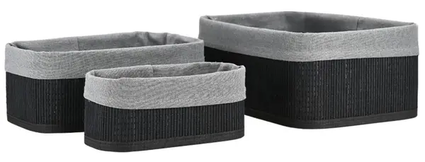 Set de coșuri Estia - Bamboo Essentials, 3 buc, negru