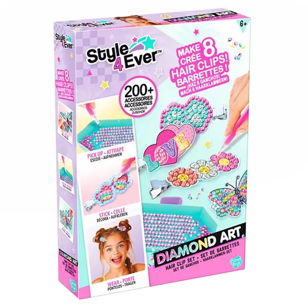 Set de creat 8 agrafe de par, Style 4 Ever, Diamond Art
