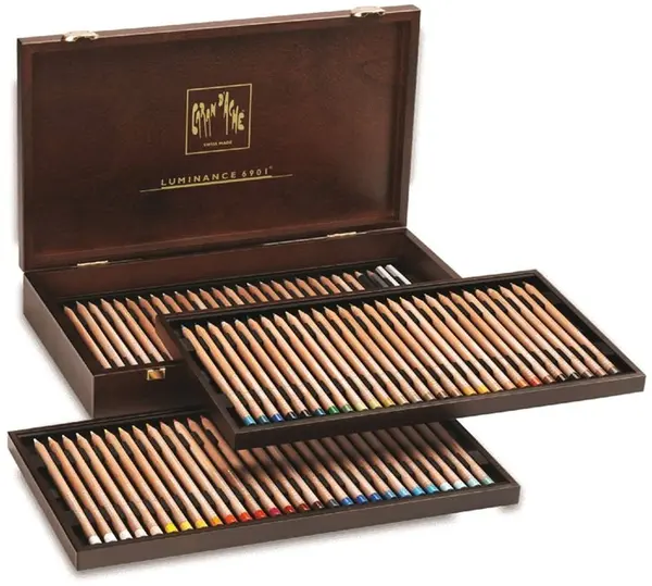 Set de creioane colorate Caran d'Ache Luminance 6901 - 76 de culori, lemn