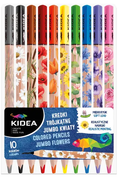 Set de creioane colorate Kidea - Jumbo Culori, 10 Ghiozdan școlar