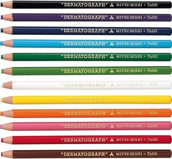 Set de creioane colorate Uni Dermatograph - 12 bucati