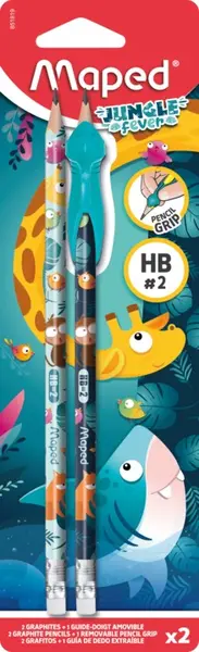 Set de creioane Maped Jungle Fever - HB, 2 bucăți + cu vârf de scris