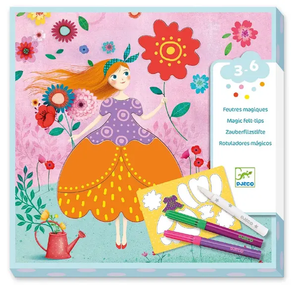 Set de desen Djeco - Frumoasele rochii ale Mariei, cu 8 carioci