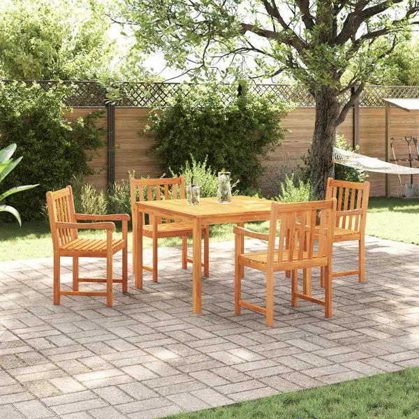 Set de dining pentru gradina, 5 piese, din lemn masiv de acacia