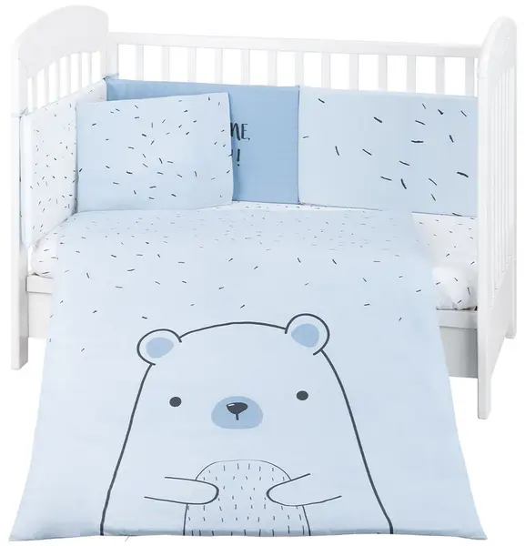 Set de dormit pentru carucior de 6 piese pentru copii KikkaBoo - Bear with me, Blue, 60 х 120 cm