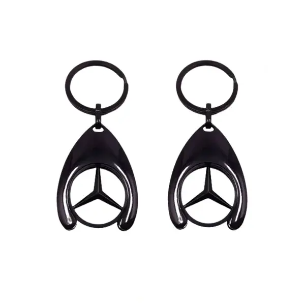 Set de doua brelocuri de chei DEPOX , Mercedes, 7.5 cm, metal, negru