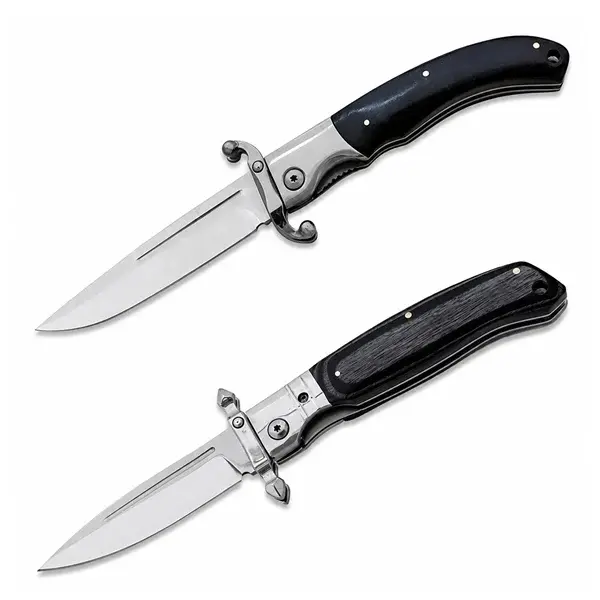 Set de doua bricege pliabile DEPOX , lama din otel inoxidabil, maner lemn, 23.5 cm, negru