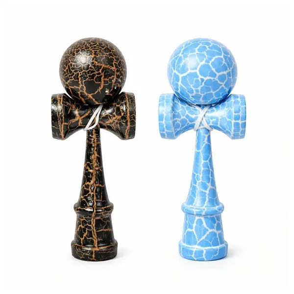 Set de doua Kendama X Originala, Profesionala, DEPOX , Cracked, Lemn, 18 cm, albastru negru