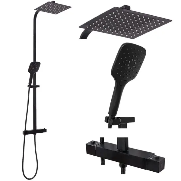 Set de duș cu termostat Rea JET Black Mat