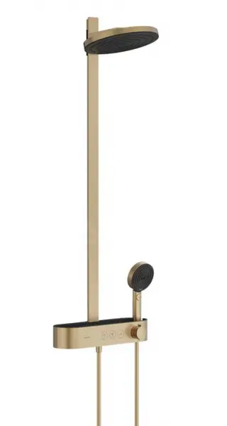 Set de dus cu termostatat, palarie 26 cm, 3 jeturi, bronz periat, Hansgrohe Pulsify S