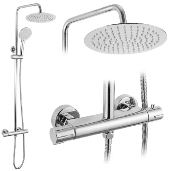 Set de duș fără pipă cu termostat Rea Lungo Chrome