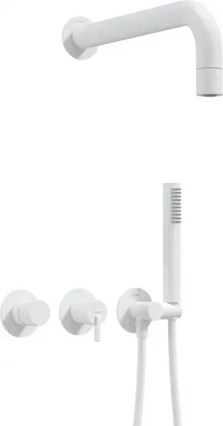 Set de dus incastrat, brat dus ploaie, para de dus si baterie, alb, Deante Silia