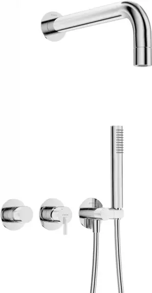 Set de dus incastrat, brat dus ploaie, para de dus si baterie, crom, Deante Silia