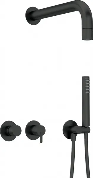 Set de dus incastrat, brat dus ploaie, para de dus si baterie, negru, Deante Silia