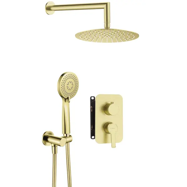 Set de dus incastrat cu baterie inclusa, culoare auriu periat, Deante Arnika