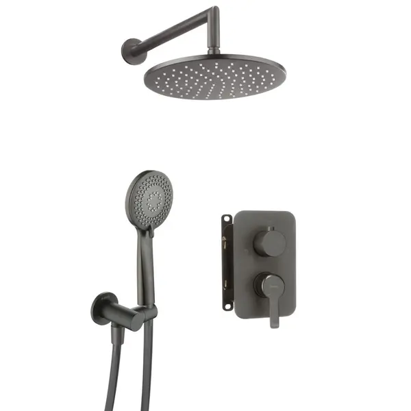 Set de dus incastrat cu baterie inclusa, culoare titan, Deante Arnika