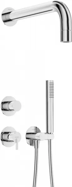 Set de dus incastrat, cu brat, para de dus si baterie, crom, Deante Silia
