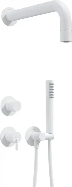 Set de dus incastrat, cu palarie, para de dus si baterie, alb, Deante Silia
